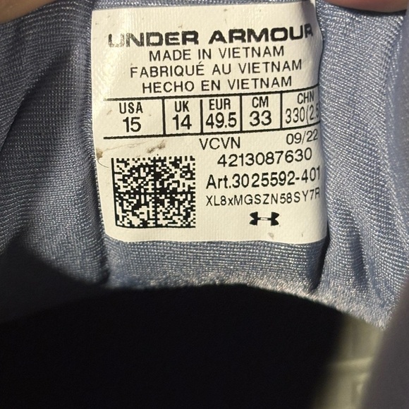 Under Armour Yard MT Low Metal Baseball Cleats 3025592-401 Navy Mens Size 15 - Picture 9 of 9